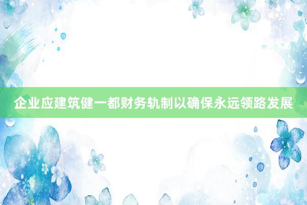 企业应建筑健一都财务轨制以确保永远领路发展