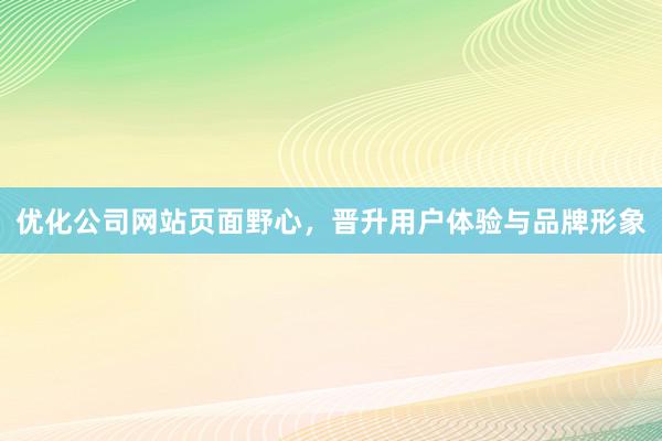 优化公司网站页面野心，晋升用户体验与品牌形象